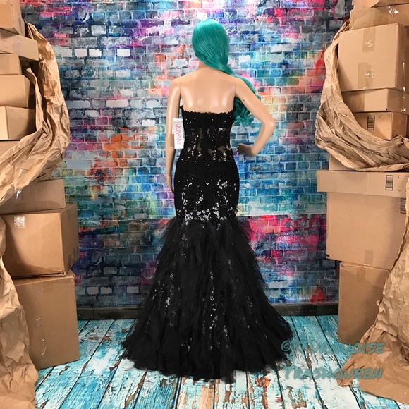 JOVANI Glittery Black Corset Gown! #172008 - Picture 5 of 7